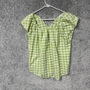 Lauren Conrad Blouse M Gingham Ruffle Summer Picnic Cottagecore Fairy Coquette